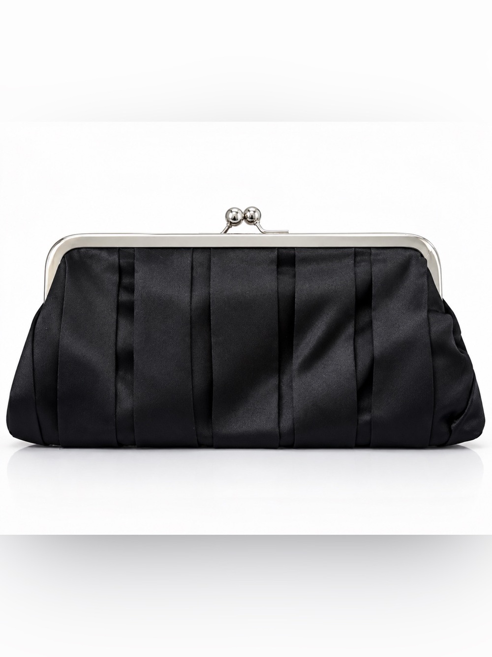 Carolina Herrera Fragrance Black Satin Clutch Vintage Evening Bag Kiss Lock